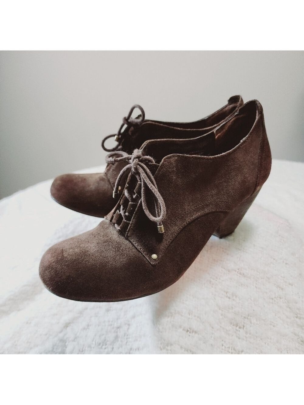Dr Scholl's Addler suede lace up  booties color brown size 9.5